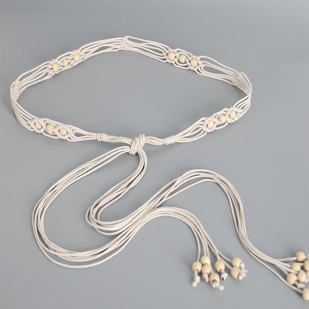 Handwoven Body Chain Feature Wooden Beads Bohemian Waist Chain for Women Ethnic Style Fringe Decoration Multipurpose