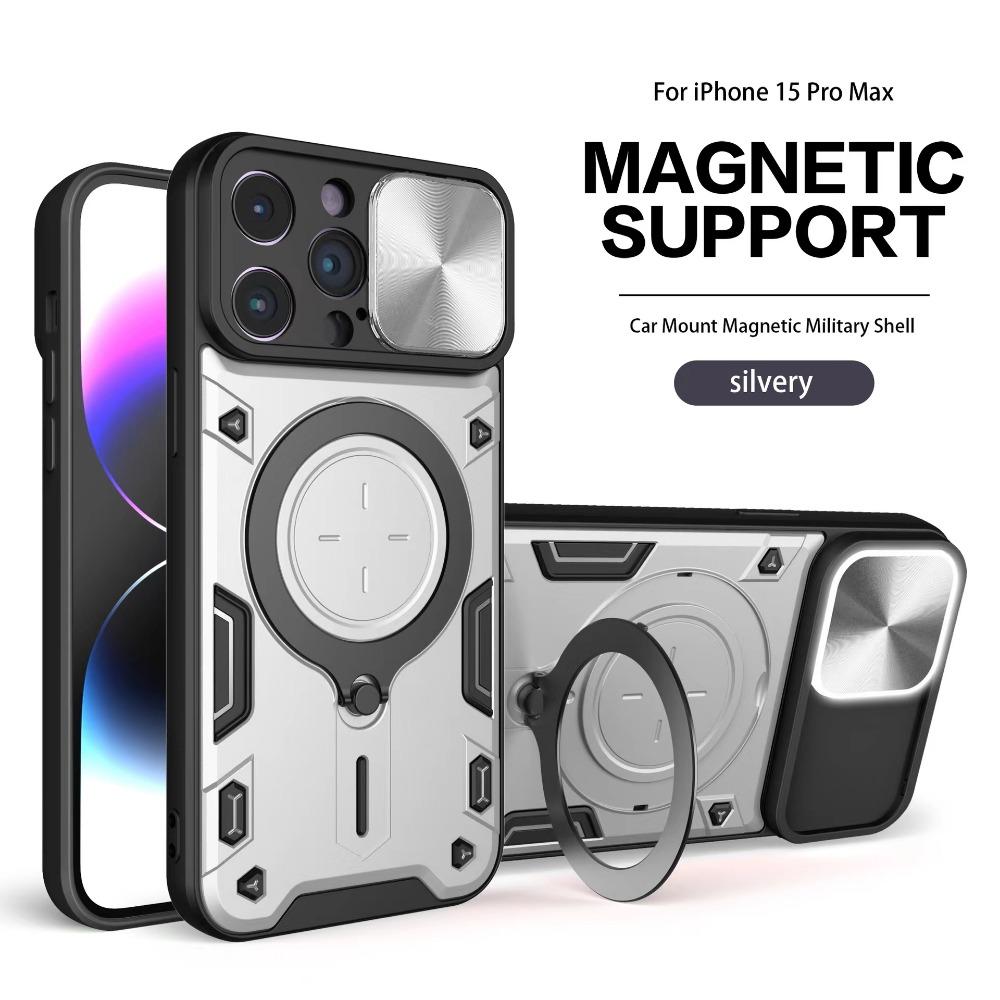 Protective Case with 360 Degree Rotating Kickstand Ring, for iPhone 15, 14, 13, 12, 11 Pro Max, 15 Plus, Poly XS, 8, 7