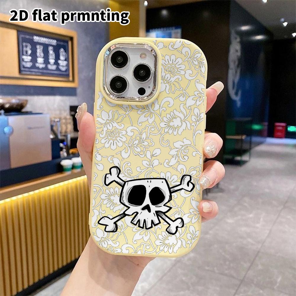 Phone Case: 2D Flat Design Suitable for iPhone 18, 17, 16, 15, 14, 13 Pro Protective Case, Couple Style, Skull Pirate Logo, Christmas and Halloween Gi