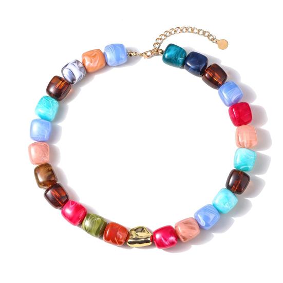 Klobiger Bunter Perlen-Choker Harzperlen-Halskette Boho Urlaubs-Halskette für Damen Tägliches Tragen Sommer Strandurlaub Schmuck