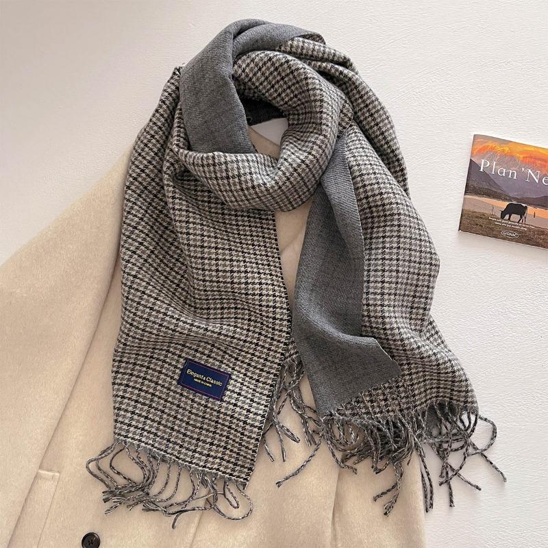 Autumn and winter new versatile scarf women's thickened woven thick beard fringed warm scarf imitation cashmere shawl