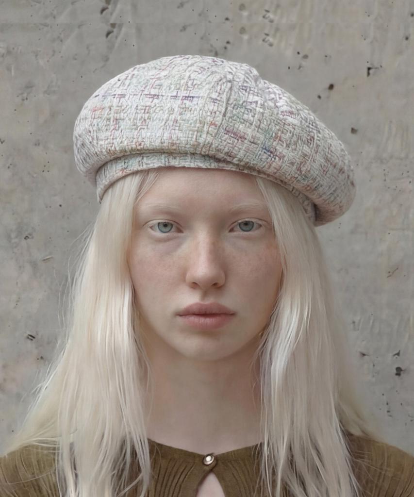 Eondeokeonteulolseutyudio Tweed Beret Bread Beret / Ethnic Tweed / Rainbow