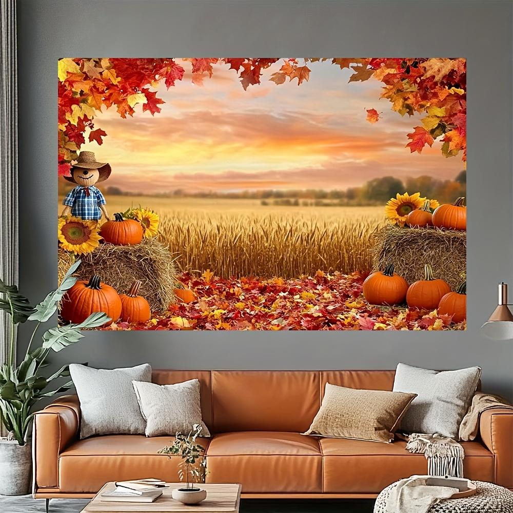 1 Thanksgiving Herbsternte Landschaft Party Banner - Lebendiger Herbst Thema Hintergrund Außen Dekoration