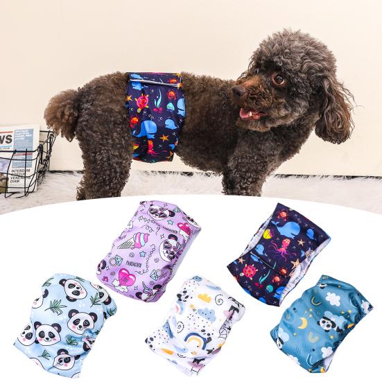 Pantalones sanitarios lavables ajustables para mascotas, cinta de sujeción absorbente, a prueba de fugas, pañal fisiológico para perros, suministro para mascotas