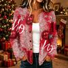 Damen Casual Christmas Print Langarm Knopfleiste Strick Cardigan Pullover Mantel für Feiertagskleidung