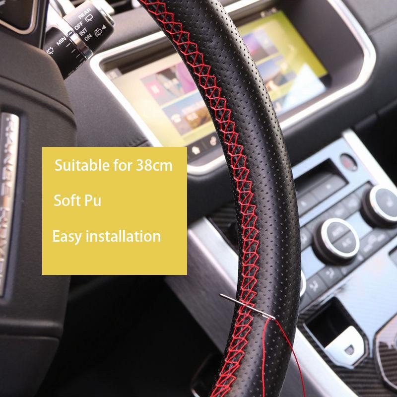 Braid On Steering Wheel Soft Auto Car Steering Wheel Cover With Needles And Thread Artificial Leather Car Styling Texture Covers