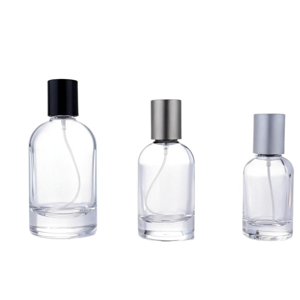 Transparent Cylindrical Glass Perfume Bottle with Bayonet Screw Cap