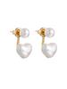 Front and rear magic pearl love stud earrings femininity simple cold wind earrings earrings