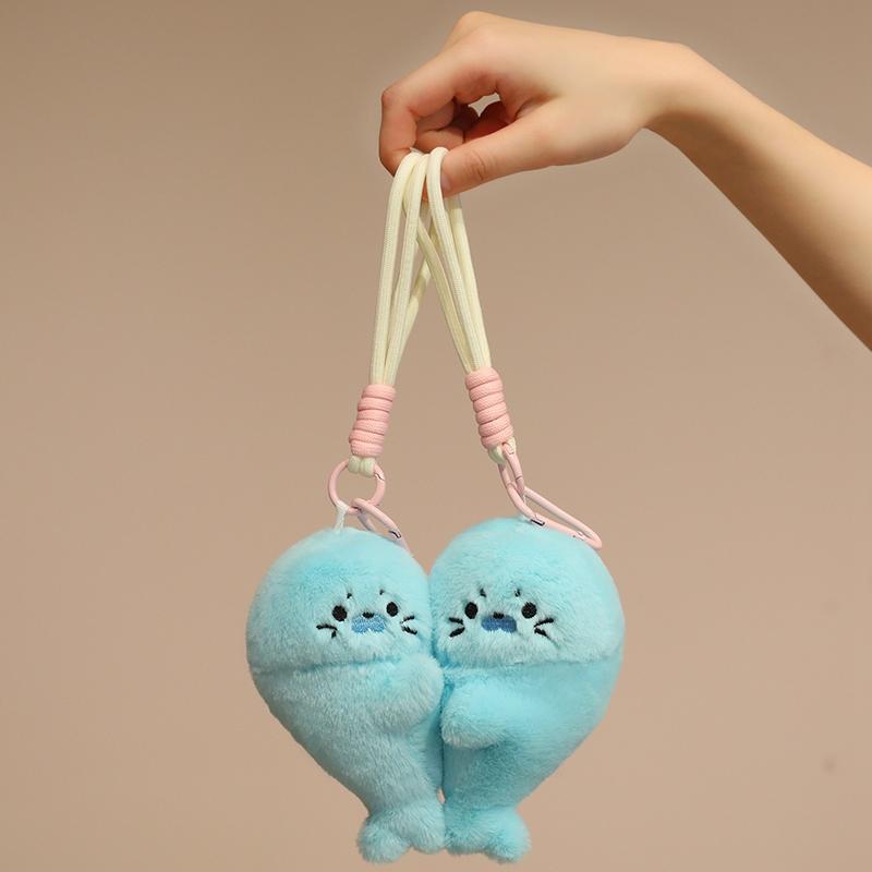Oceaan Dier Babyrob Knuffel Pluizig Koppel Sleutelhanger Schattig Magnetische Aantrekking Hanger Koelkastmagneet Knuffel Sleutelhanger Cadeaus
