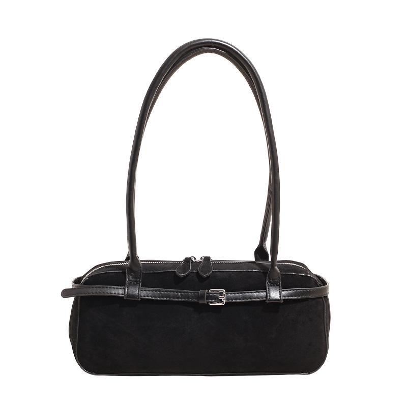 Yuezi Frosted Leather Baguette Bag: 2025 Autumn/Winter Boston Shoulder & Underarm Handbag