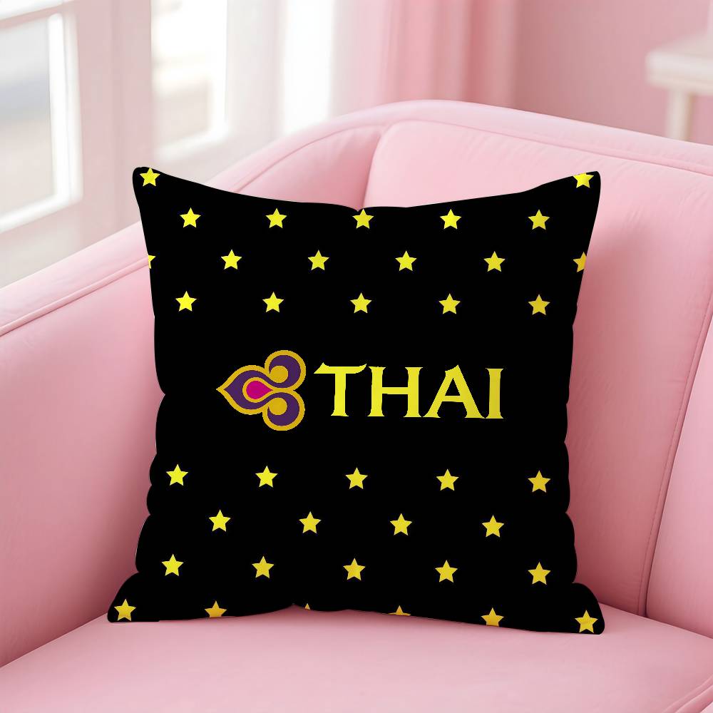 Thai Airways International Pillow Case Comfort Sofa Bed Silky Elegant Invisible Zipper Custom Decorative Cushion Cover