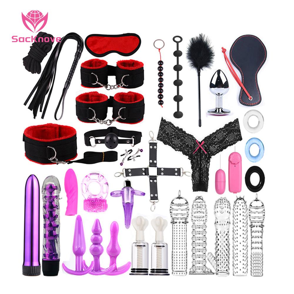 SacKnove 25/28/34 Piece BDSM Set Juguetes Sexuales Erotic Furniture Adult Couples Game Sex Toys Bondage Gear