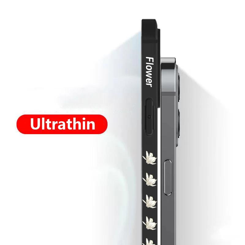 Shockproof Flower Print Phone Case For iPhone 16 Pro Max 15 Plus 14 13 Pro 12 Mini 11 Silicone Lanyard TPU Hard Slim Shell