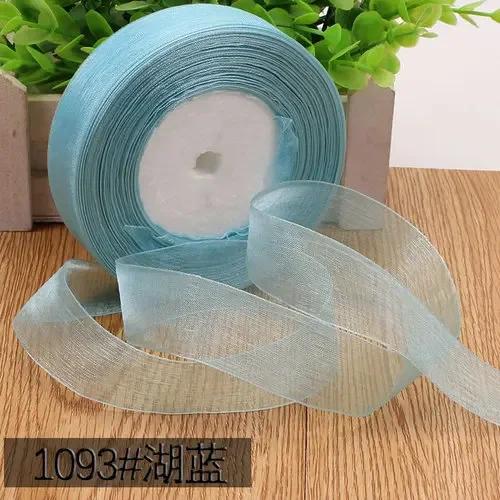 50yards 25mm Organza Chiffon Ribbons Wedding Party Decoration Handmade Ribbon Gift Wrapping Hair Hat Bows DIY Cloth Accessory