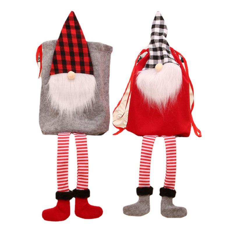 Christmas Faceless Old Man Closing Gift Bag Hanging Leg Christmas Carry Bag Christmas Pack Gift Bag