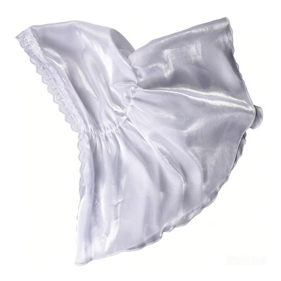 

Hooded Headscarf with Lace Edges Soft Organza Material Elastic Neck Fit Sun Protection Windproof Shawl Scarf білий