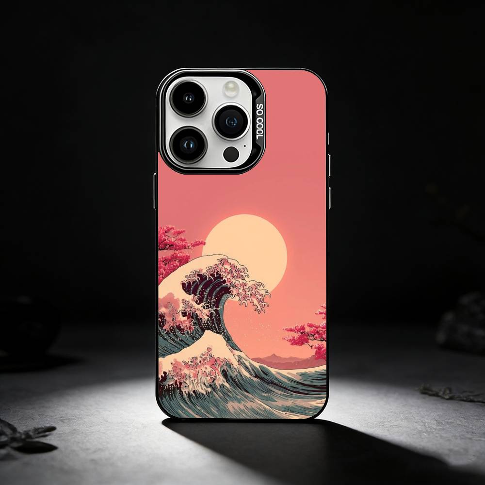 Great Wave Off K-Kanagawa Phone Case For iPhone 17,16,15,14,13,12,11 Plus,Pro Max,XS,Colored Silver Phone Case