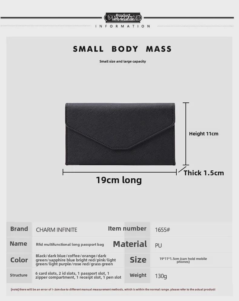 Etui na paszport RFID Xiangyin: Skórzany portfel podróżny składany na trzy z przegródkami na ID i karty