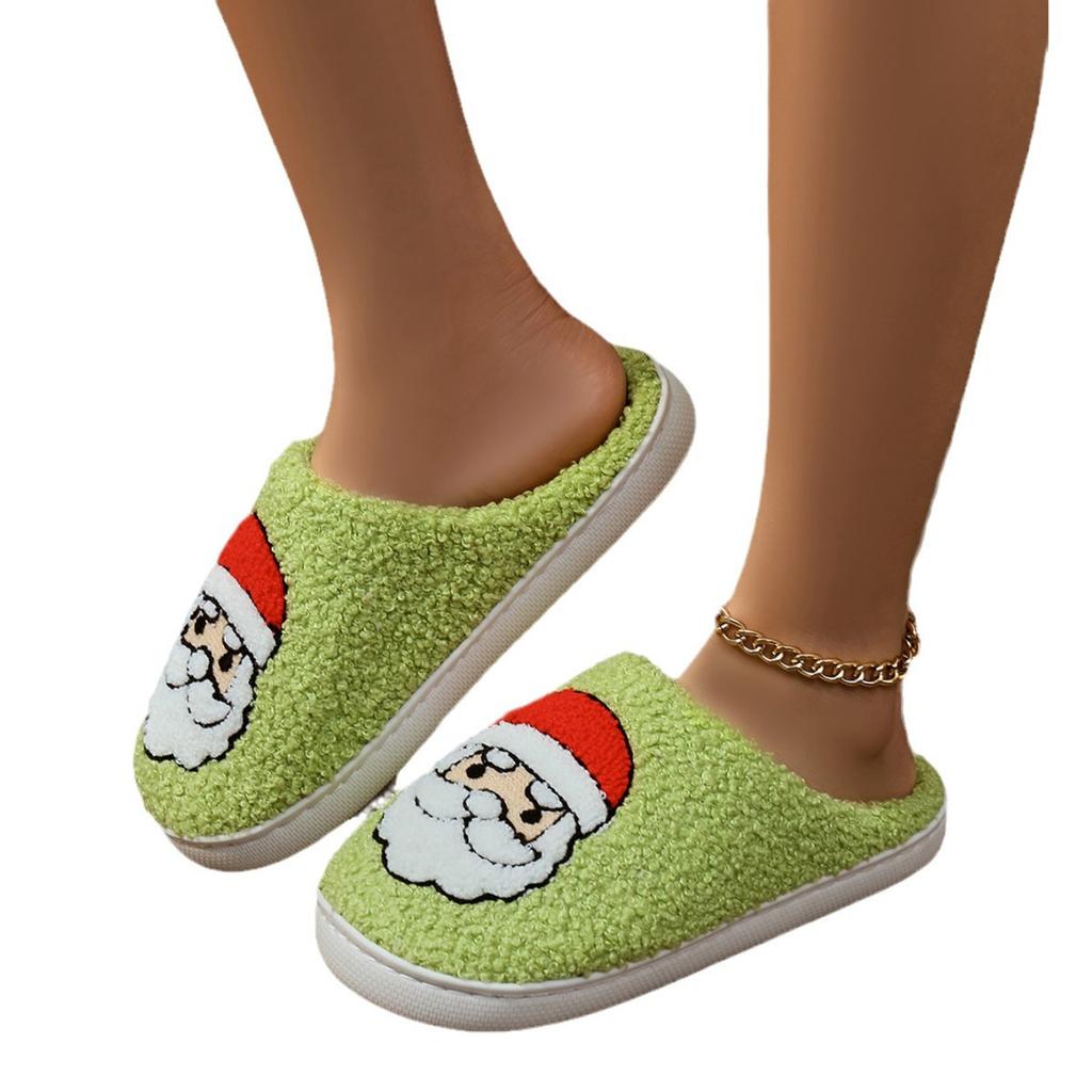 Christmas element cotton slippers women's autumn and winter simple home interior soft bottom silent warm velvet floor mop