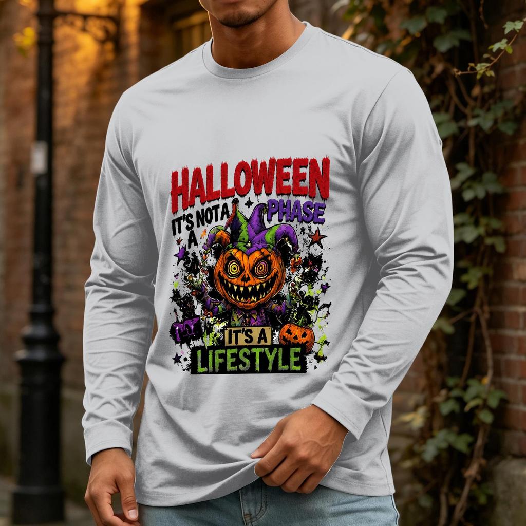 Men's Halloween Long Sleeve Neck Casual T-Shirt for Holiday Party