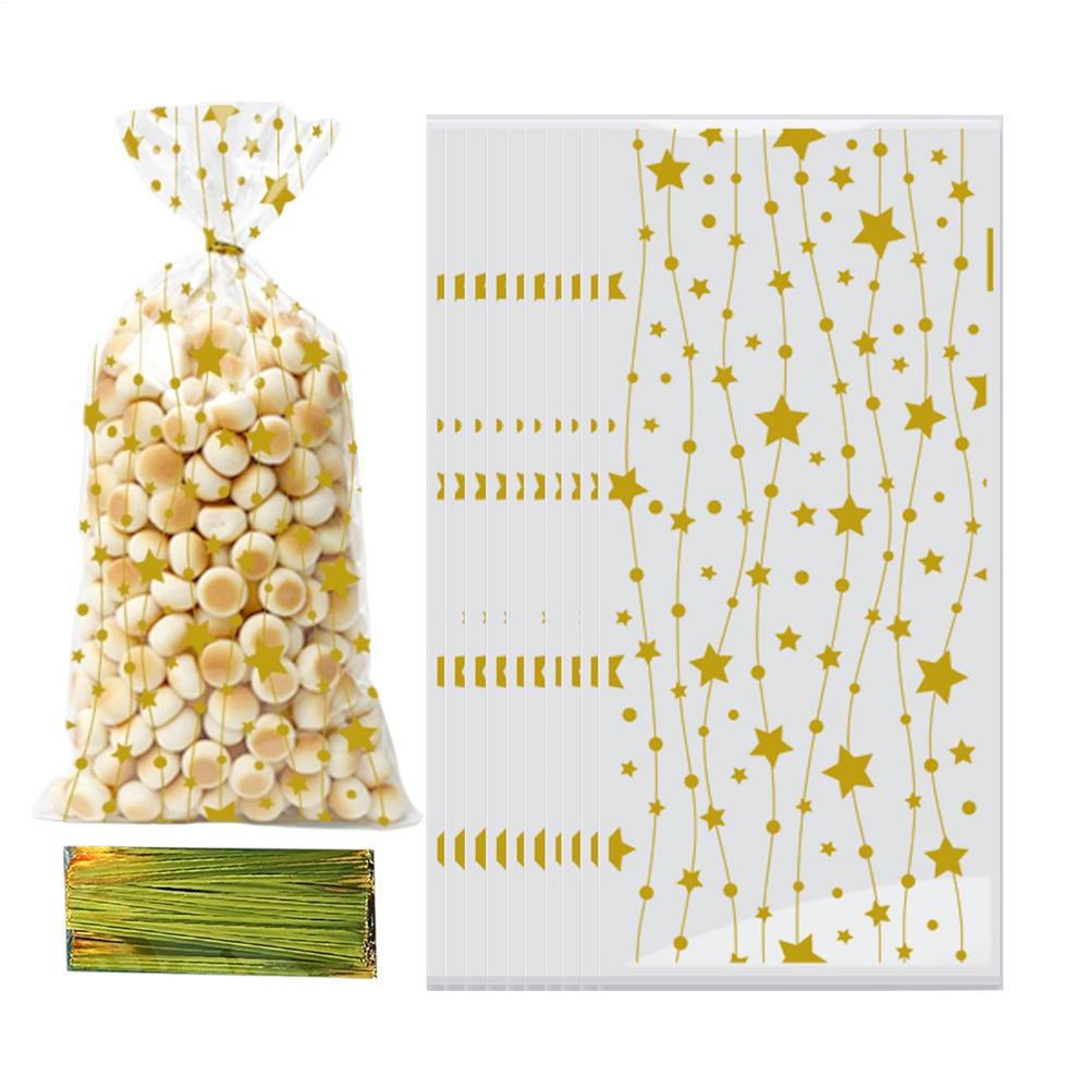 

Cute Cookie Bags 50 Pieces Star Pattern Snack Wrap Pouch Homemade Cookie Packaging Bags For Stocking Stuffers Birthday Holiday 1 Set
