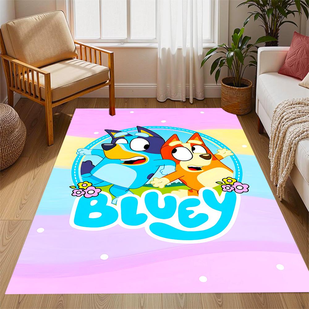 Tappeti Antiscivolo a Tema Bluey's Bus Adventure - Arredamento per la Casa in Poliestere, Adatti per Camere da Letto, Soggiorni, Ingressi, Studi e Decorazioni