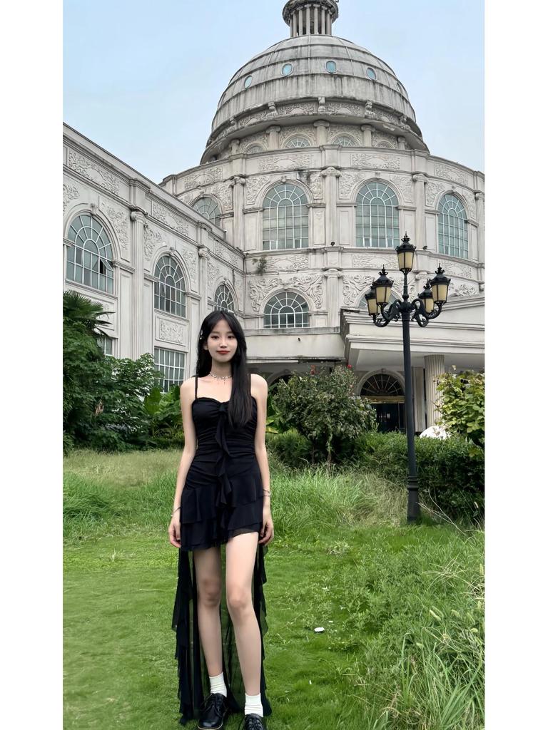 French Ruffle Patchwork Slimming Camisole Dress - Women's Niche Irregular Fairy Skirt