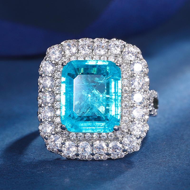 Jewelry Copper Bottom Gold-Plated Simulation Color Treasure Simple Wind Light Luxury Set Female Main Stone 12 * 10-8 * 8