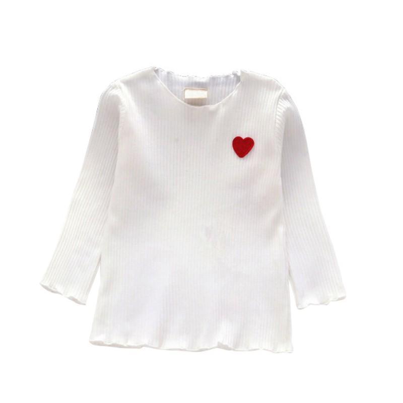 Vår Höst Barn Bomullsskjorta Krage Stickad T-shirt Koreanska barnkläder flickor babyflickor