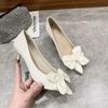 Fashion Office With Bow Off White Women's Shoes Leather Casual Wholesale Non Slip High Quality Fashion Chic Point Footwear Ladies Pumps
