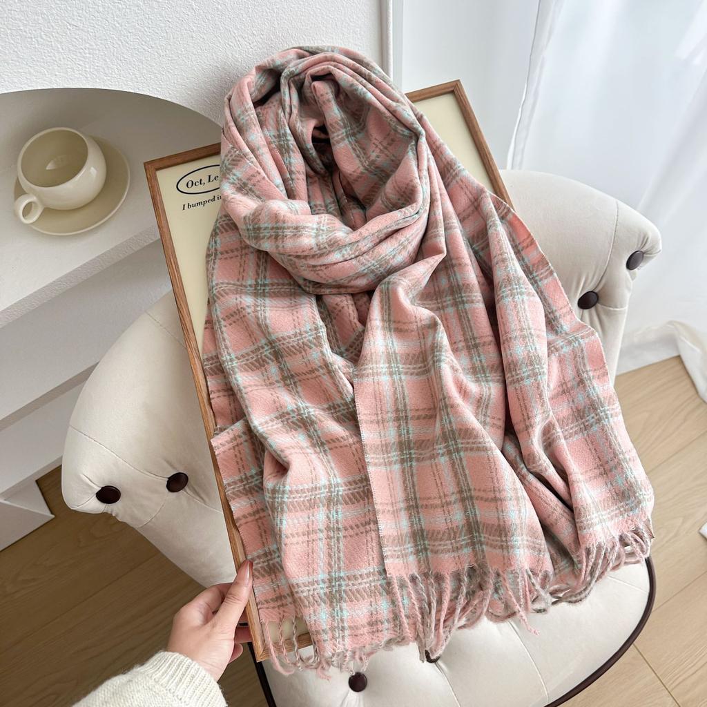 Autumn Winter Women Knitted Scarf Lady Men Sweet Preppy Casual Plaid Tassel Scarve Wrap Shawl Femme Male Unisex Fashion New