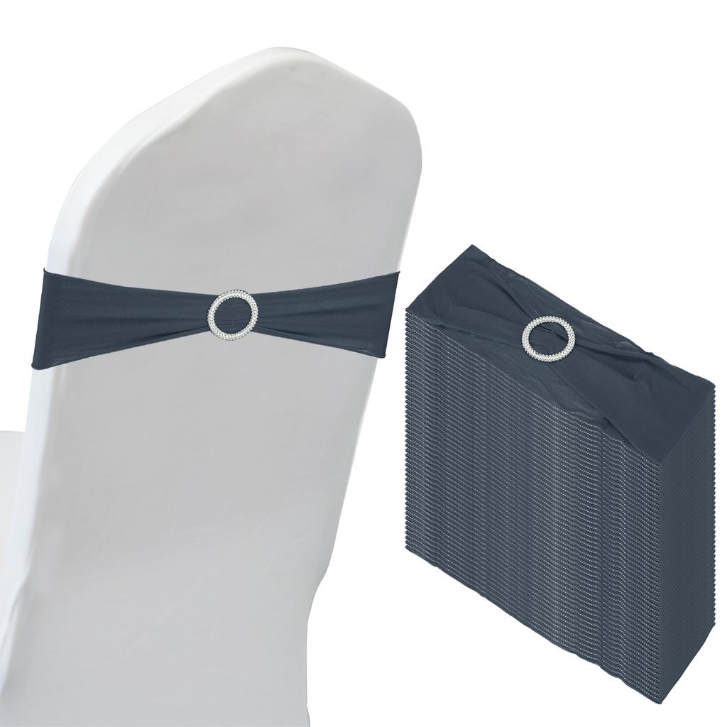 50pcs Stretch Chair Sashes Bows Elastic Chair Bands Sashes with Buckle Slider for Wedding Banquet Decorations 14"x5"