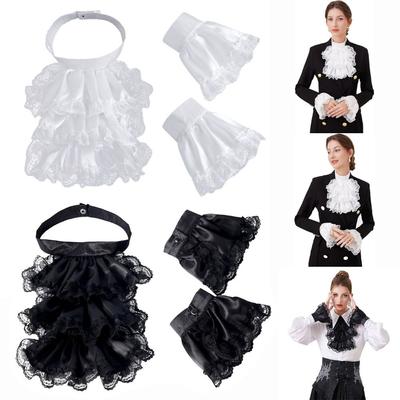 Detachable Victorian Lace Jabot Victorian Style Collar Cuffs Set Accessory Set Fake Collar