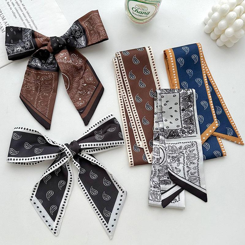 Women Twill Decorative Ribbon Small Scarf for Binding Bag Handle Ribbon Hair Band Small Scarf Headband Skinny Bag Scarves