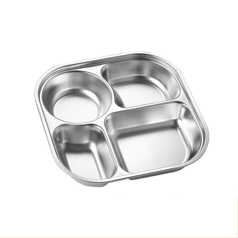 

Квадратна 304 Нержавіюча сталь 4-секційна розділена тарілка для їжі