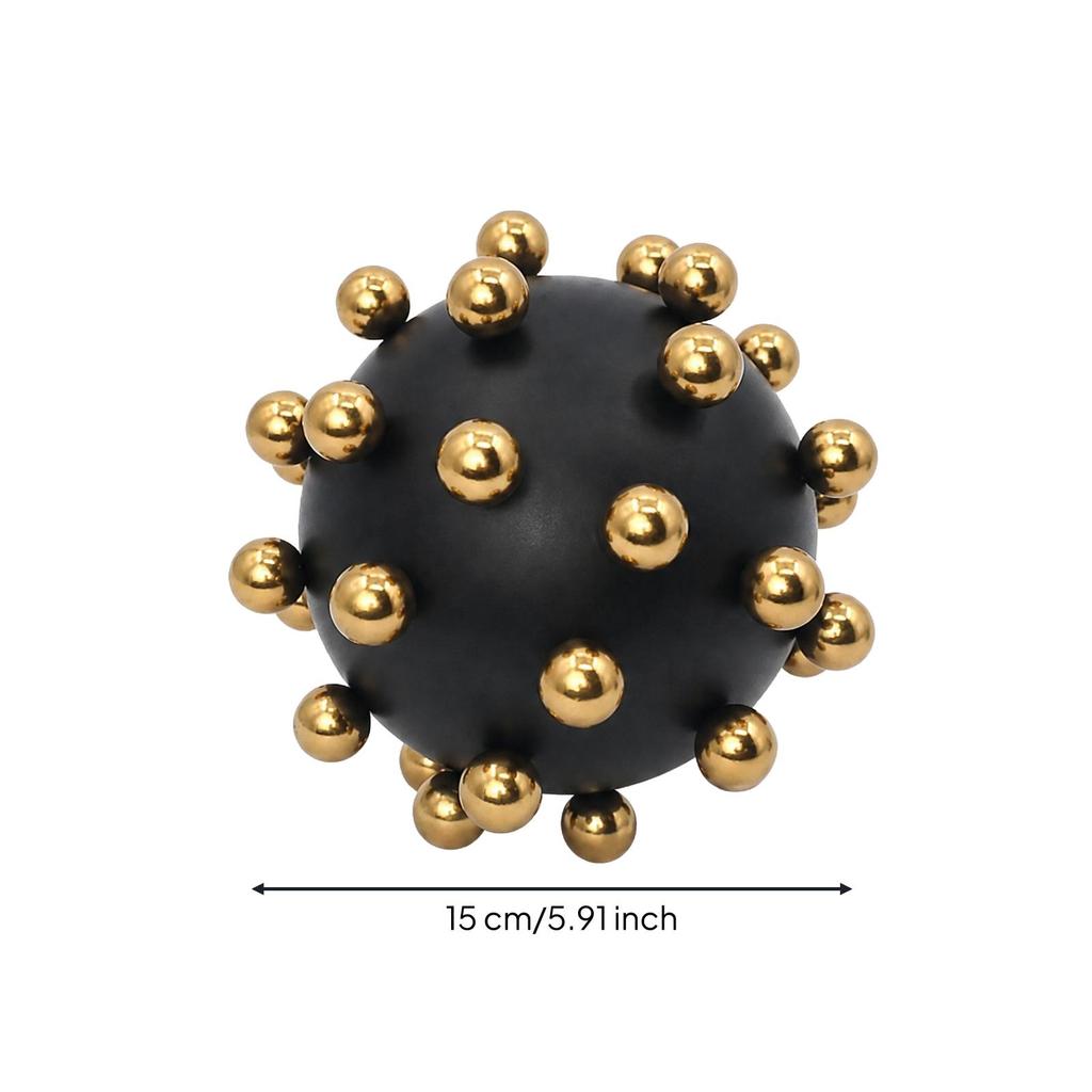 Spherical Metal Decorative Ornament Versatile Orb with Raised Spheres EyeCatching Black