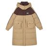 Fashion down cotton-padded clothes women's hooded jacket over the knee loose and thin contrasting colors long cotton-padded jacket trendy