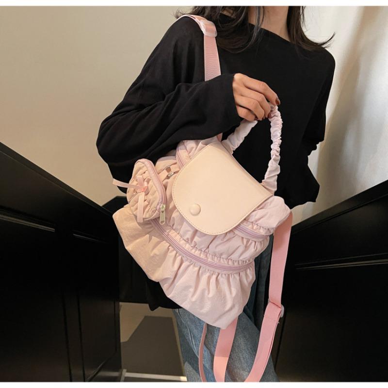 College style backpack women's new trendy fashion pleated nylon casual backpack