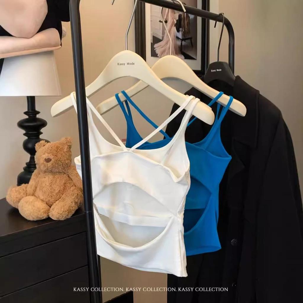 Women's Double Strap Backless Padded Camisole - Slim Fit Summer Vest Top