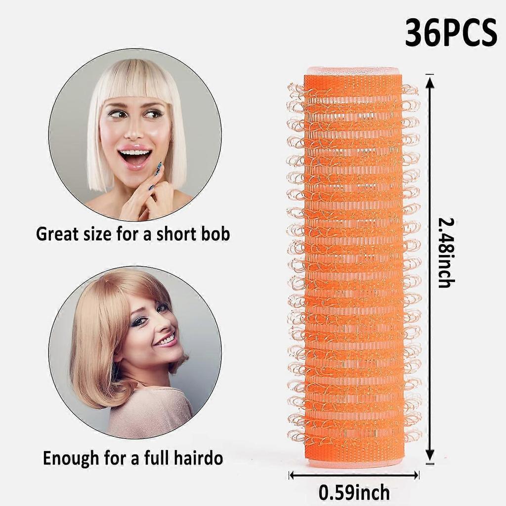 Small Size Hair Roller-Self Grip Hair Curler Mini Sized Hairdressing Tools, Salon Curly Style for Short Hair, Pack of 36 Small 0.6 Inch (Orange),2024