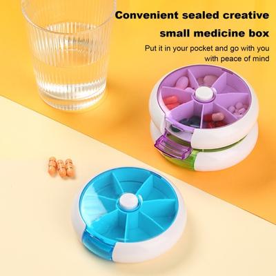 Portable Weekly Pill Box 7 Compartments Dustproof Moisture-proof Rotary See-through Cover Pocket Size Business Trip Outdoor Travel