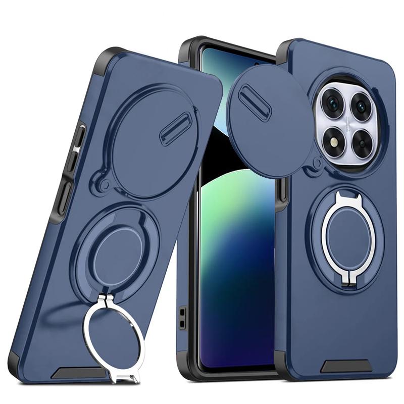 Slide Camera Lens Protection Phone Cases For Xiaomi Redmi Note 14 13 Pro Plus 5G Magnetic Ring Case Redmi 14C 13 5G Back Cover