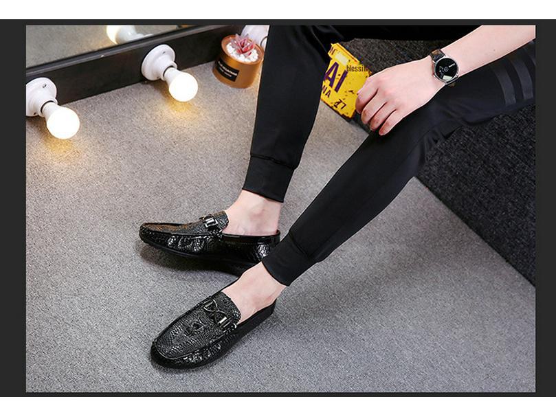 Men's Crocodile Pattern Moccasins - Trendy Korean Casual & British Driving Shoes