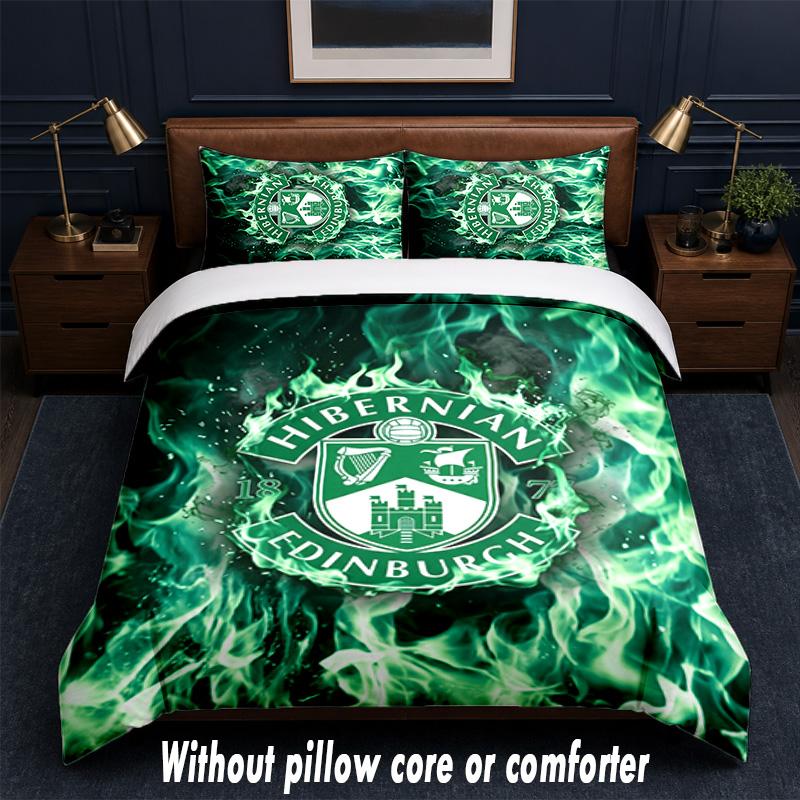 Hibernian FC Design Set Biancheria da Letto 1 Copripiumino + 2 Federe Morbido Traspirante Biancheria da Letto per la Casa