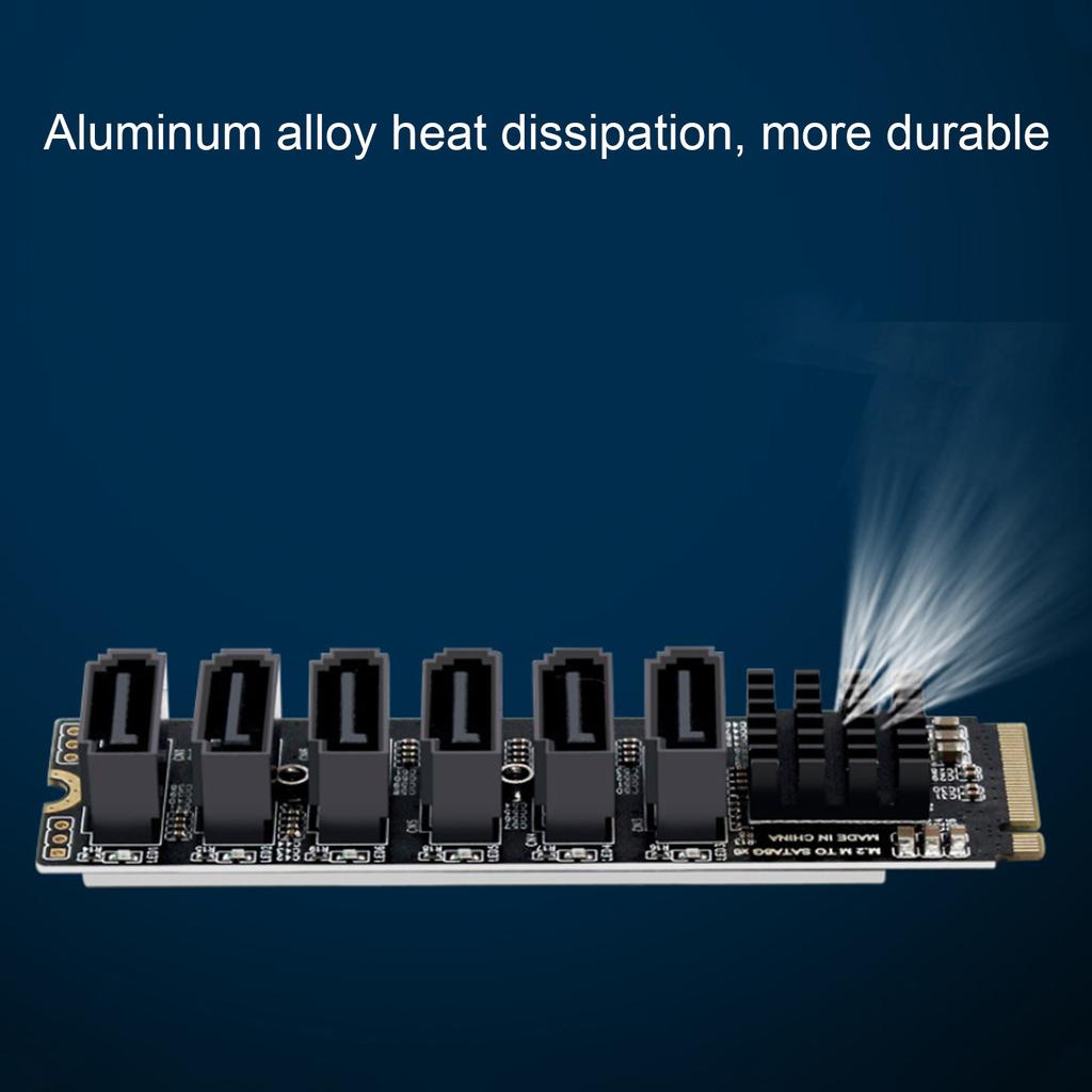 M.2 To SATA3.0 Adapter Card 6Gbps High Speed ASM1166 M.2 PCIE To SATA Expansion Card with Smart Indicator