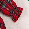 0-18 Mesi Bimba Natale 2 Pezzi Set Vestito a Manica Lunga a Quadri Rossi Fascia con Pizzo e Volant Autunno Abito Principessa Neonato Completo