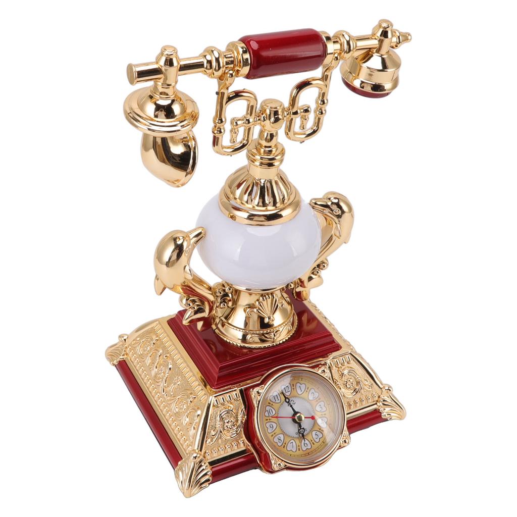 Vintage Telephone Model Table Lamp Alarm Clock Function Easy Assembly Decorative Phone Model for