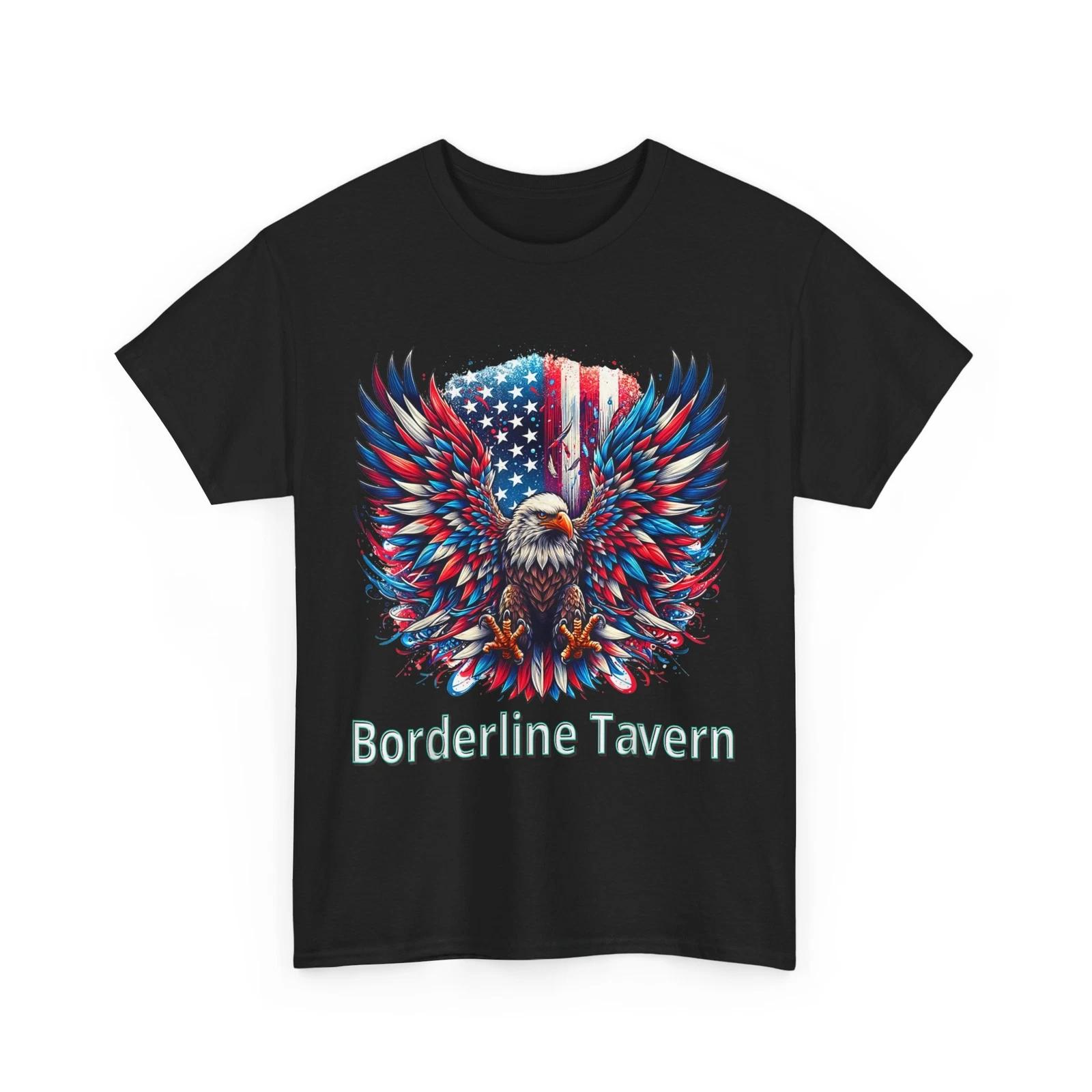 Borderline Tavern Eagle American Flag 4th of July Women Men T-shirt XL