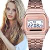 Led Stainless Steel Band Watch Luxury Waterproof Retro Digital Sports Watch Men Women Luminous Electronic Wrist Watch Clock Gift