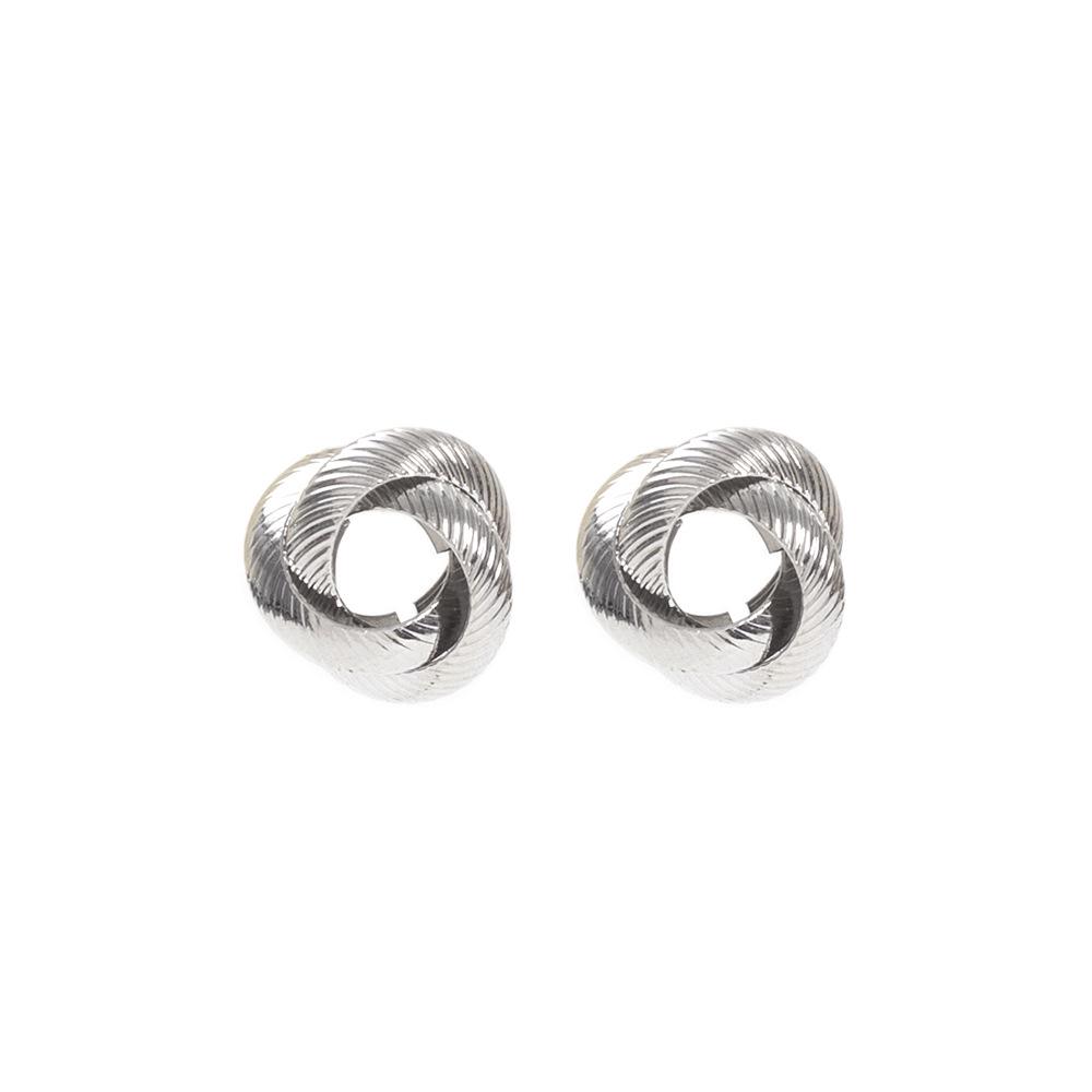 High-End Korean Fashion Pleated Striped Twisted Wrap Hollow Out Stud Earrings for Women - Christmas Jewelry